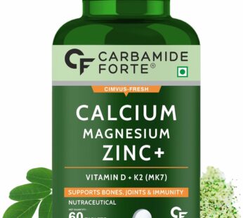 Carbamide Forte Calcium Tablets for Women & Men | Calcium, Magnesium, Zinc Tablets with Vitamin D, K2 MK7 & B12 – Comprehensive Bone & Joint Health Support | 60 Tablets