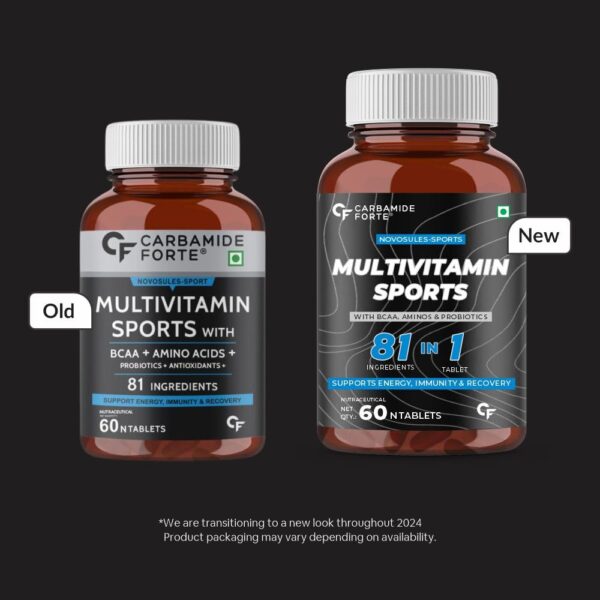 Carbamide Forte Multivitamin for Sports Tablets for Men & Women with BCAA, Amino Acids, Probiotics & Antioxidants - 81 Ingredients - 60 Tablets