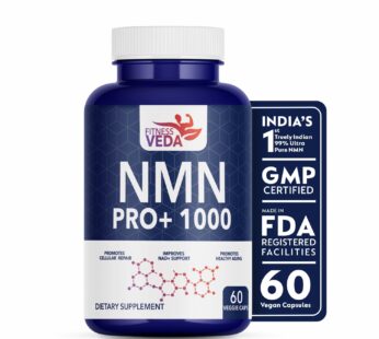 FITNESSVEDA NMN PRO+ 1000mg – India’s Pure 99.9% NMN for Cellular Repair, Healthy Aging, and Enhanced NAD+ Support – 60 Capsules