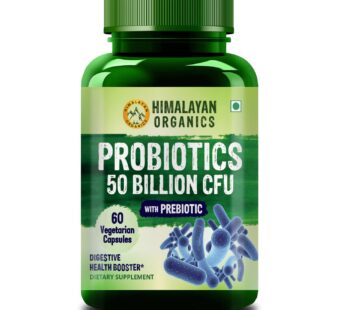 Himalayan Organics Probiotics Supplement: 50 Billion CFU with Prebiotics 150mg for Enhanced Digestion, Gut Health & Immunity