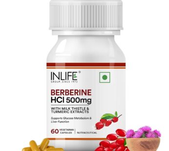 Inlife Berberine Supplement with HCl 500mg, Milk Thistle & Turmeric – Advanced Metabolic Support with Antioxidant Benefits | 60 Veg. Capsules