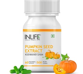 Inlife Pumpkin Seed Extract Supplement 500 mg Veg. Capsules | Supports Prostate Health & Urinary Function | Kidney Health | 100% Vegetarian | 60 Capsules