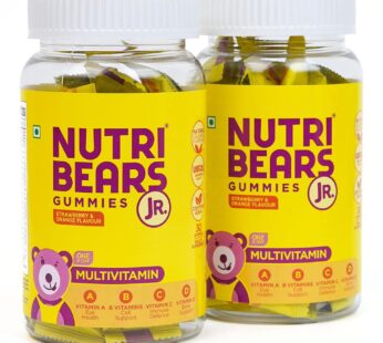 NutriBears Kids Multivitamin Gummies – Strawberry & Orange | 60 Gummy Bears with Vitamins A, C, B, D & Zinc | Daily Wellness & Immunity Support | No Artificial Sweeteners, Kid-Approved Taste