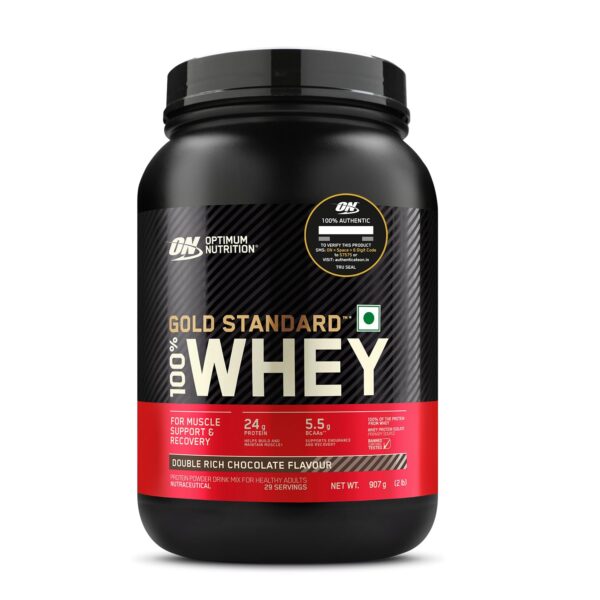 Optimum Nutrition (ON) Gold Standard 100% Whey Protein Powder – Double Rich Chocolate Flavor