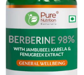 Pure Nutrition Berberine 98% – Advanced Formula for Blood Sugar, Weight Loss & Heart Health | 60 Vegetarian Capsules | Premium Quality & High Bioavailability