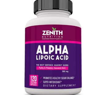 Zenith Nutrition Alpha Lipoic Acid 300mg – 120 Veg Caps | Powerful Antioxidant Support for Blood Sugar Control & Overall Health