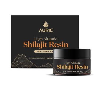 Auric Lab Certified High Altitude Shilajit Resin – 75% Fulvic + Humic Acid | 80+ Trace Minerals | Pure Himalayan Shilajit Resin with Brass Spoon and Shilajit Rock | 30g