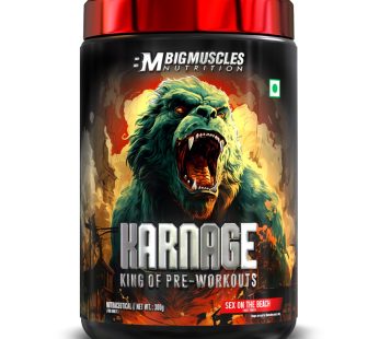 Bigmuscles Nutrition Karnage Pre-Workout (60 Servings, Sex on the Beach Flavor) | Pre-Workout Supplement for Focus, Strength, Energy, and Pump | Banned Substance Tested, Dope-Free Formula, 300g