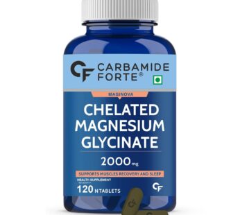 Carbamide Forte Chelated Magnesium Glycinate Supplement 2000mg Per Serving | Magnesium Supplement Supports Muscle Recovery & Better Sleep – 120 Veg Tablets