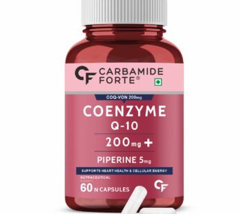 Carbamide Forte Coenzyme Q10 (CoQ10) 200mg with Piperine 5mg – 60 Capsules | Powerful Antioxidant Support for Energy Production and Heart Health