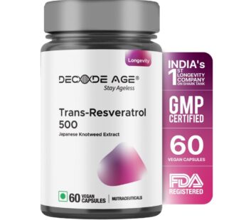 Decode Age Trans Resveratrol Supplement | Powerful Antioxidant for Anti-Ageing, Anti-Inflammatory, Metabolism & Heart Health | 500mg, 60 Capsules, Vegan