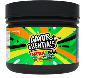 GAYOR Essentials Intra EAA Complete – 371g (52 Scoops) | 9 Essential Amino Acids for Muscle Building | 11.2g EAA per Serving | Intra and Post Workout Supplement | SANTRA Flavor