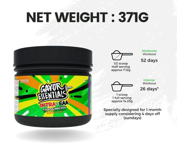 Gayor Essentials Intra EAA Complete 9 Essential Amino Acids for Muscle Building Potential & EAA Per Serving & for Intra and Post Workout