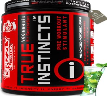 Grizzly Nutrition True Instincts Pre Workout Powder – V6 Genesis (300g) | 6th Generation Formula with Citrulline, Beta Alanine, Theanine & 13 Performance Boosters | Cuban Lime Mojito Flavor | Up to 60 Servings