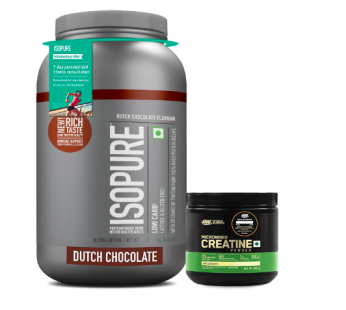 ISOPURE [Whey Protein Isolate Powder, 4.40 lbs/2 Kg (Dutch Chocolate) | Low-Carb, Lactose-Free | Premium Vegetarian Protein for Men & Women] with FREE Optimum Nutrition Micronized Creatine Powder, 250g