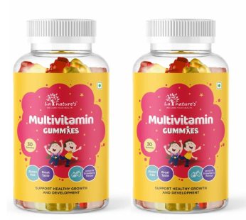 La Nature’s Multivitamin Gummies | Lemon and Strawberry Flavors | For Kids & Teenagers | Daily Gummy Bear Essential Vitamins & Minerals Combo Pack (60 Gummies) – Balanced Nutrition for Growing Minds and Bodies!