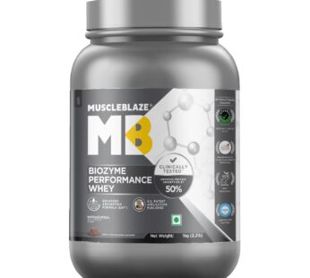 MuscleBlaze Biozyme Performance Whey – 1 kg (2.2 lb) | Rich Chocolate Flavor | Advanced Digestive Enzyme Technology for Maximum Protein Absorption