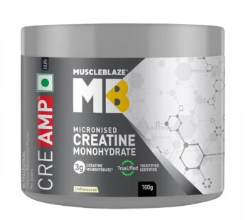 MuscleBlaze Creatine Monohydrate CreAMP™ (Unflavoured, 32 Servings, 100g / 0.22 lbs) | Trustified Certified Creatine for Enhanced Strength, Power, and Muscle Gain