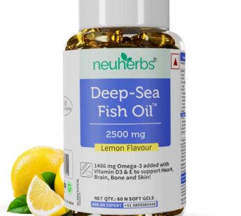 Neuherbs Deep Sea Omega 3 Fish Oil – 60 Softgels | Triple Strength 2500 mg Omega 3 Supplement for Men and Women | Supports Muscle, Joints, Heart, and Cognitive Health | No Fishy Aftertaste