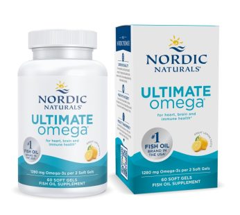 Nordic Naturals Ultimate Omega 3 Fish Oil Softgels | 1280 mg Omega-3 Fatty Acids | High-Potency Fish Oil Supplement with EPA & DHA for Men and Women | Lemon Flavored | 60 Softgels