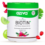 OZiva Plant Based Biotin for Hair Growth- Biotin Powder for Increased Hair Density, Shinier Hair, Healthier Skin & Nails