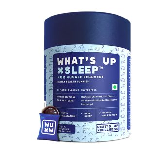 What’s Up Wellness Melatonin 5 mg Sleep Gummies | Tart Cherry & Chamomile Extracts for Muscle Recovery & Nerve Relaxation | Promotes Sound Sleep & Fresh Mornings | 30 Gummies