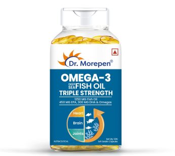 DR. MOREPEN Omega 3 Deep Sea Fish Oil | Triple Strength | 1250 mg with 900 mg DHA & EPA – Premium Heart, Brain, and Joint Support | 60 Softgels Pack