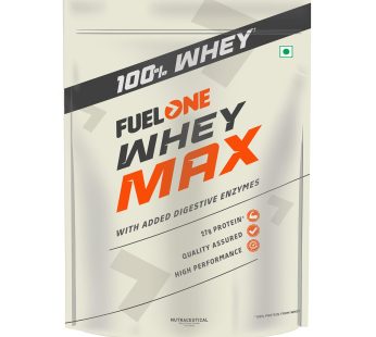 FUELONE Whey Max (Chocolate, 1kg / 2.2lbs) | Premium Whey Protein Concentrate & Isolate Blend | 27g Protein per Serving for Muscle Growth & Recovery