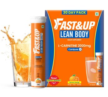 Fast&Up L-Carnitine Lean Body | 2000 mg Carnipure™ L-Carnitine | Supports Fat Conversion into Energy | 60 Effervescent Tablets, Orange Flavour