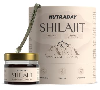 Nutrabay Shudh Himalayan Shilajit Resin | 80% Fulvic Acid | Pure Water Extracted | Heavy Metal Tested | Boosts Strength, Stamina, and Vitality | Premium Ayurvedic Supplement from High Altitude – 20g