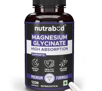 Nutrabud Magnesium Glycinate Supplement – Highly Bioavailable Magnesium for Muscle Relaxation, Nerve Health & Restful Sleep