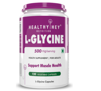 Healthyhey Nutrition L- Glycine – 500 mg – Support Brain and Sleep Health -Pack of 120 Veg. Capsules