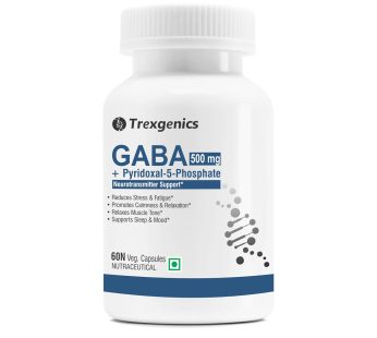 Trexgenics GABA (Gamma-Aminobutyric Acid) 500mg + Pyridoxal 5-Phosphate 1mg | Comprehensive Stress & Sleep Support | 60 Veg Capsules